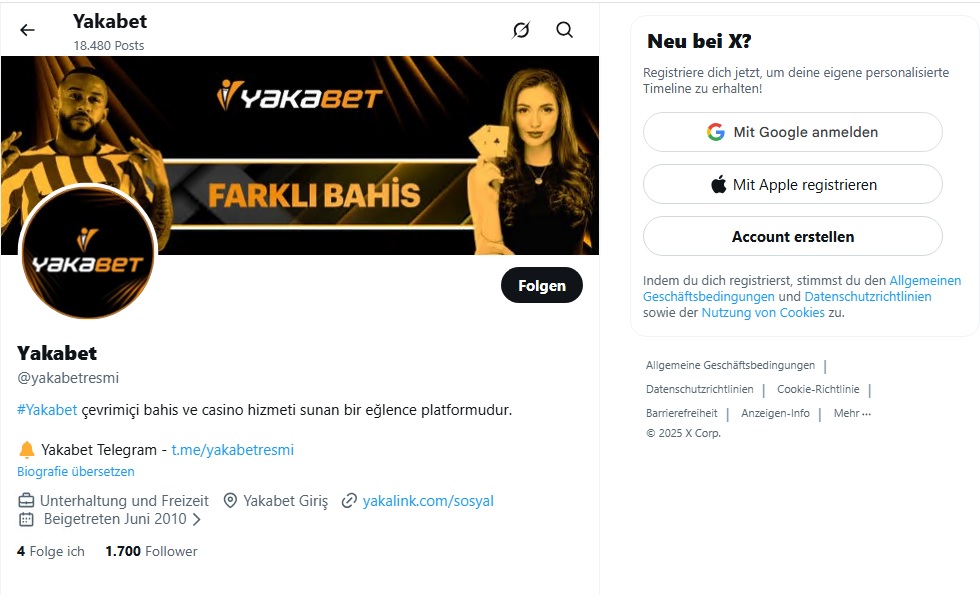 Yakabet Twitter (X)